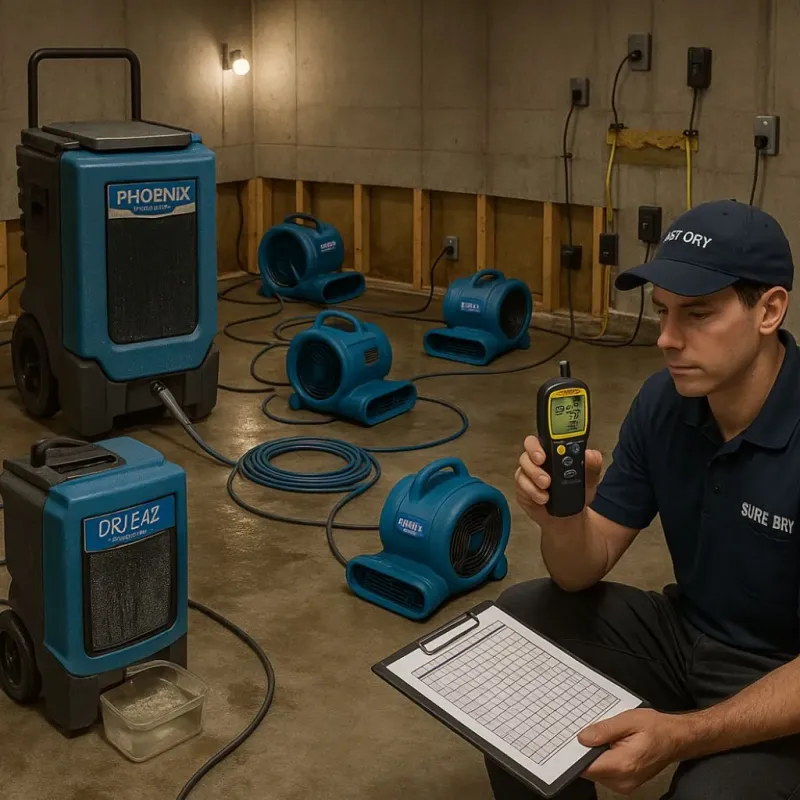 Structural Drying and Dehumidification process in Marysville, OH